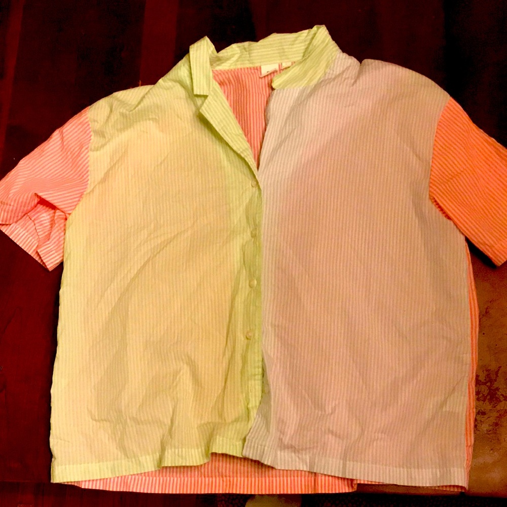 BP pajama style top. Multi color stripe. Size large